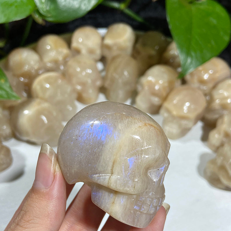 Blue Moonstone Skull Carvings