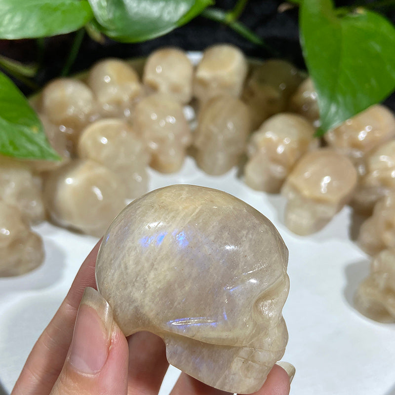 Blue Moonstone Skull Carvings