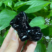 Load image into Gallery viewer, Black Obsidian Dog Skull Carvings