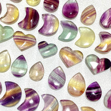 Load image into Gallery viewer, Natural Rainbow Fluorite Crystal Moon &amp; Heart &amp; Water Drop