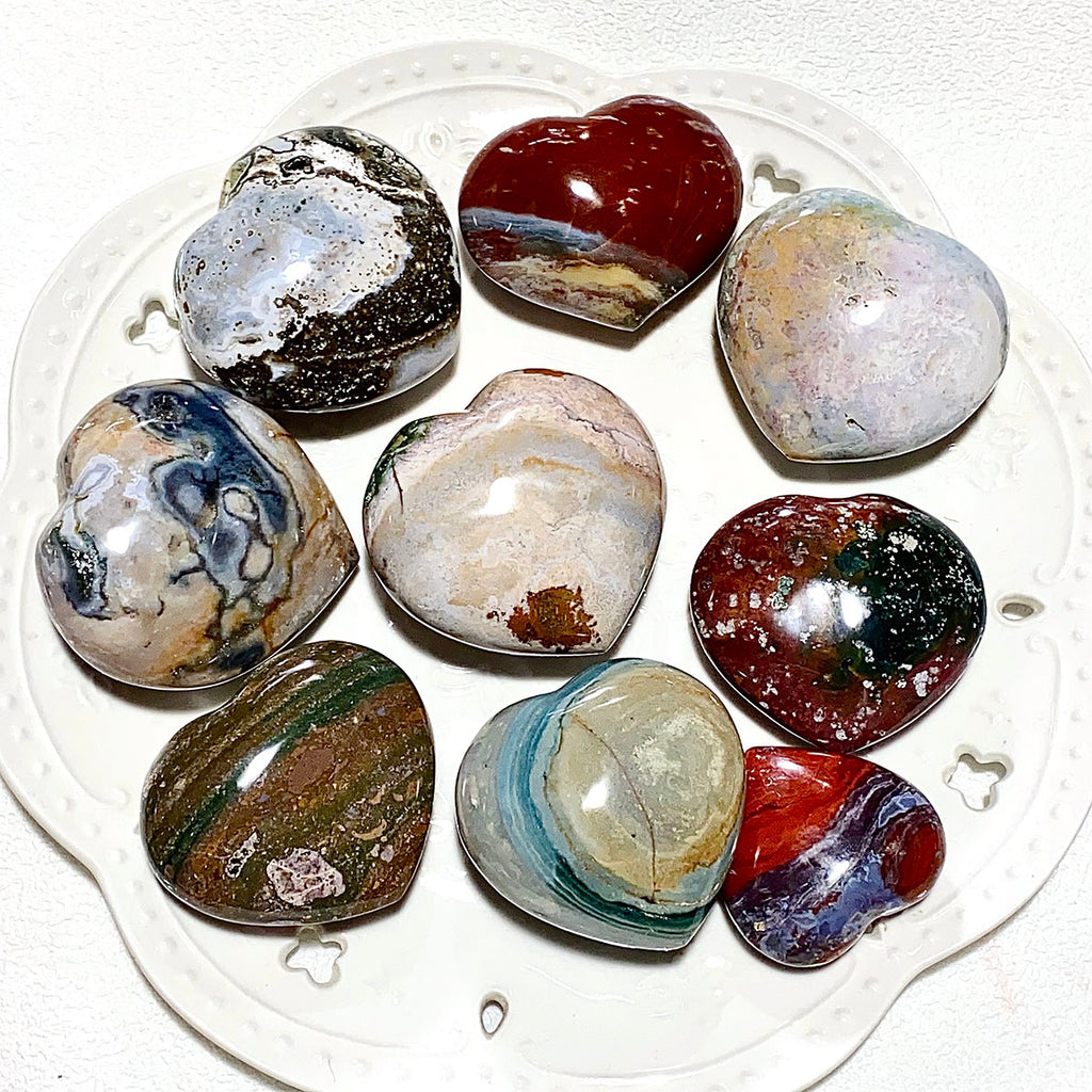 Natural Ocean Jasper Crystal Heart