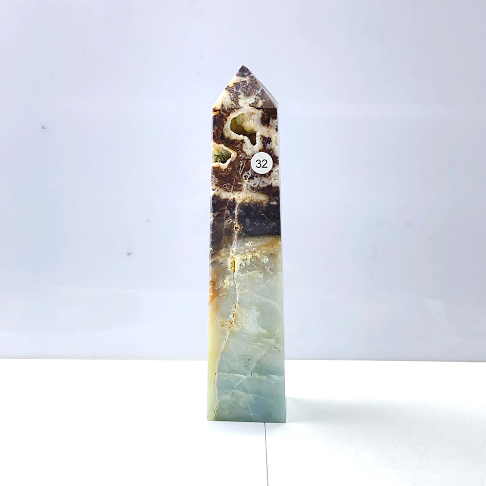 Caribbean Calcite Tower Crystal Energy Point Blue Quartz Healing Stone For Decoration