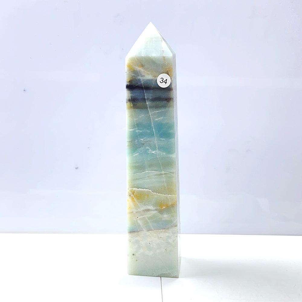 Caribbean Calcite Tower Crystal Energy Point Blue Quartz Healing Stone For Decoration