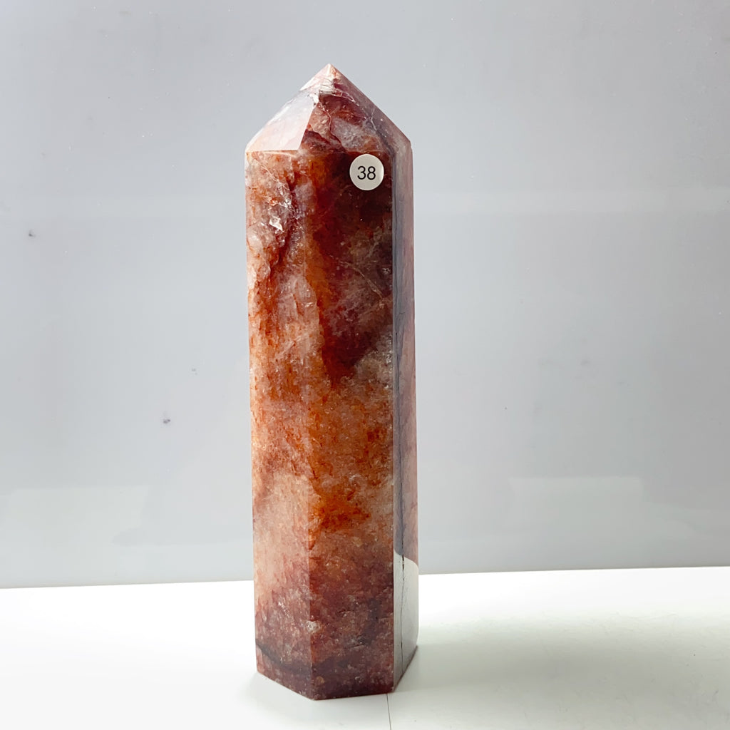 Large Fire Quartz Tower Reiki Crystal Healing Energy Polished Stone Home Decorations