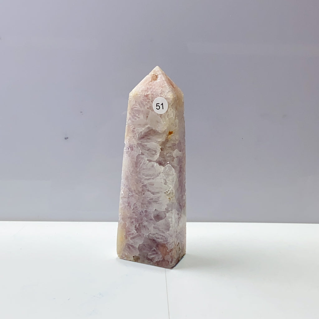 Pink Amethyst Agate Flower Tower Stone Druzy Quartz Room Decoration