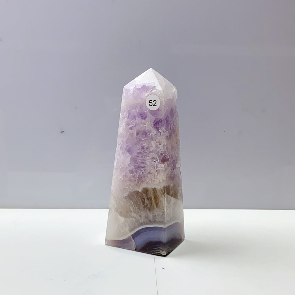 Pink Amethyst Agate Flower Tower Stone Druzy Quartz Room Decoration