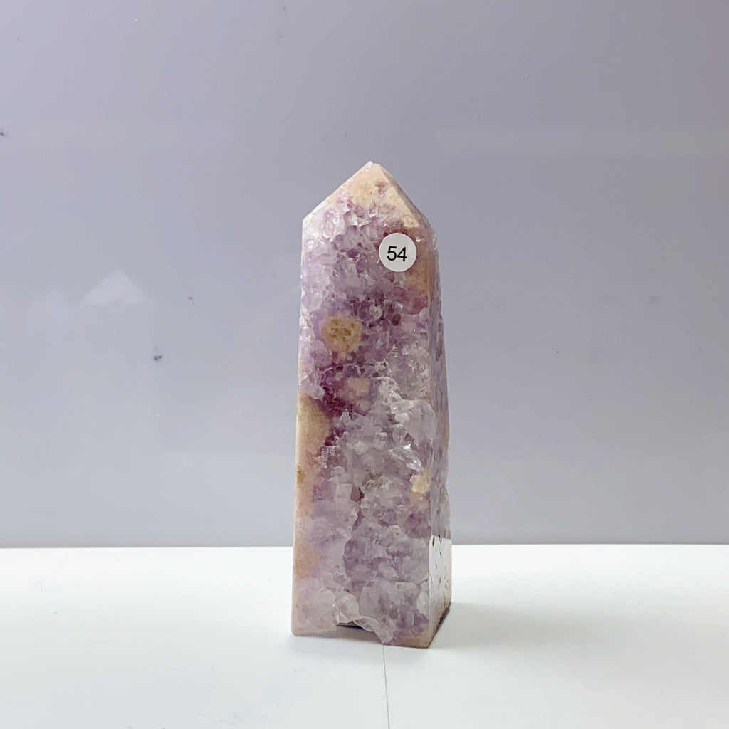 Pink Amethyst Agate Flower Tower Stone Druzy Quartz Room Decoration