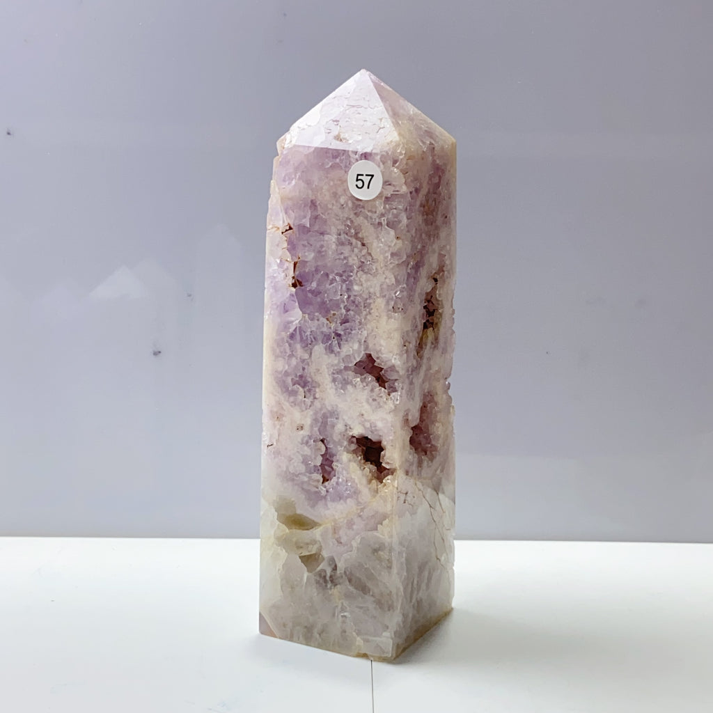 Pink Amethyst Agate Flower Tower Stone Druzy Quartz Room Decoration