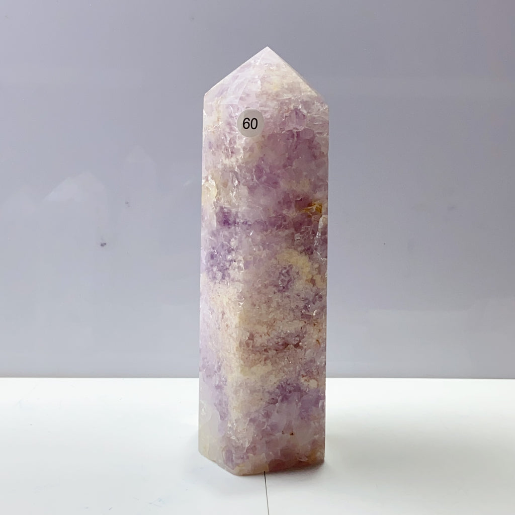 Pink Amethyst Agate Flower Tower Stone Druzy Quartz Room Decoration