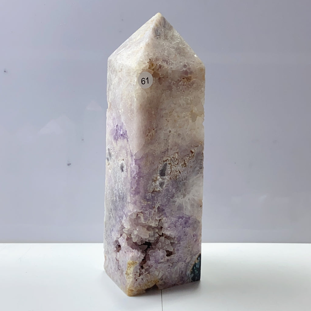 Pink Amethyst Agate Flower Tower Stone Druzy Quartz Room Decoration