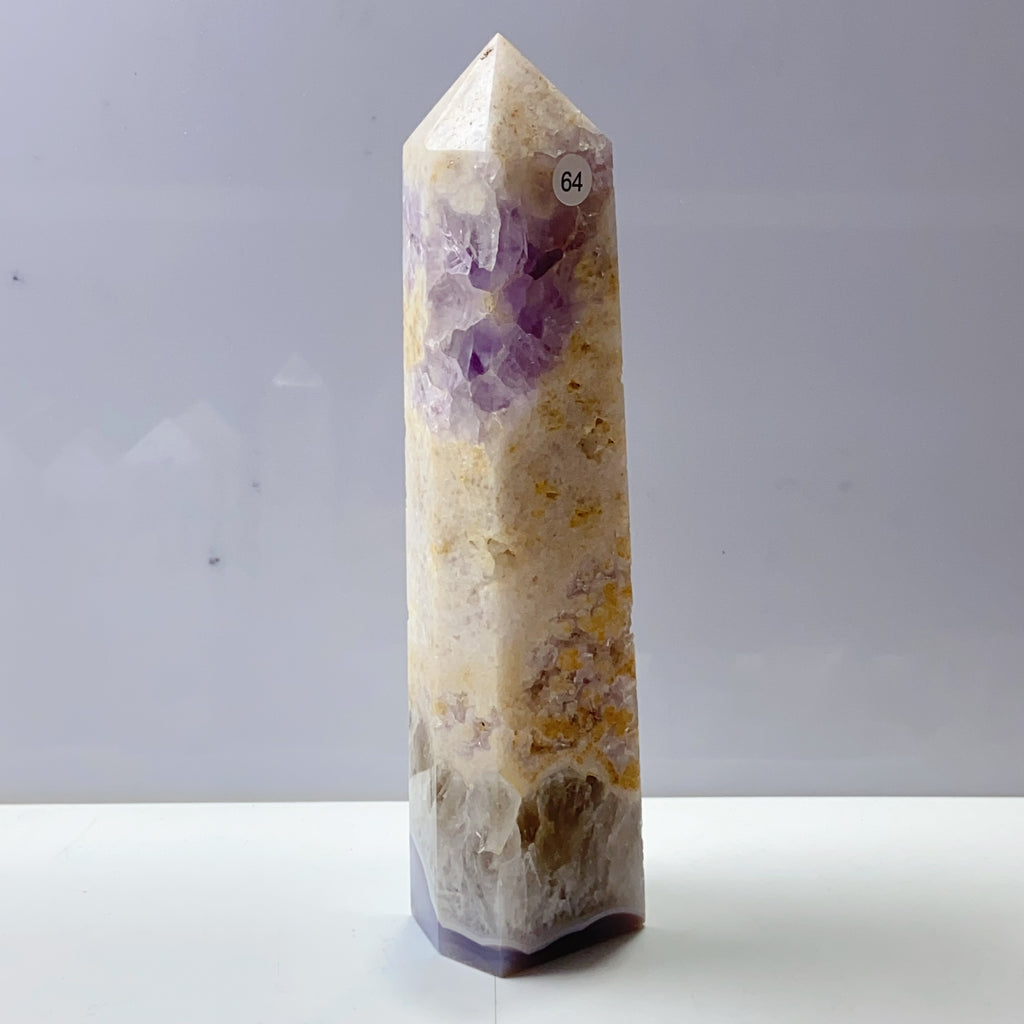 Pink Amethyst Agate Flower Tower Stone Druzy Quartz Room Decoration