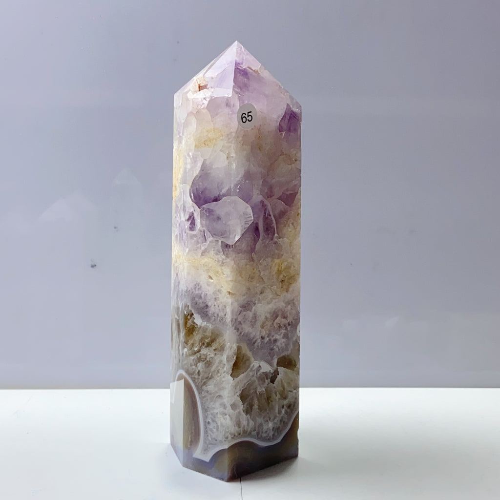 Pink Amethyst Agate Flower Tower Stone Druzy Quartz Room Decoration