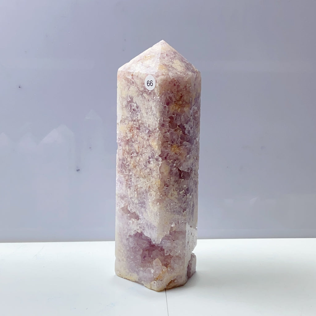 Pink Amethyst Agate Flower Tower Stone Druzy Quartz Room Decoration