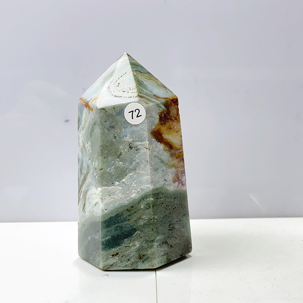 Ocean Jasper Tower Spiritual Reiki Healing Mineral Stone Home Decoration