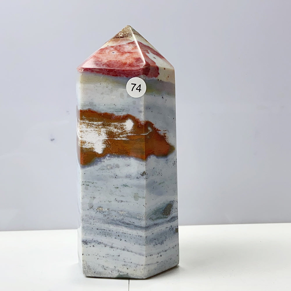 Ocean Jasper Tower Spiritual Reiki Healing Mineral Stone Home Decoration