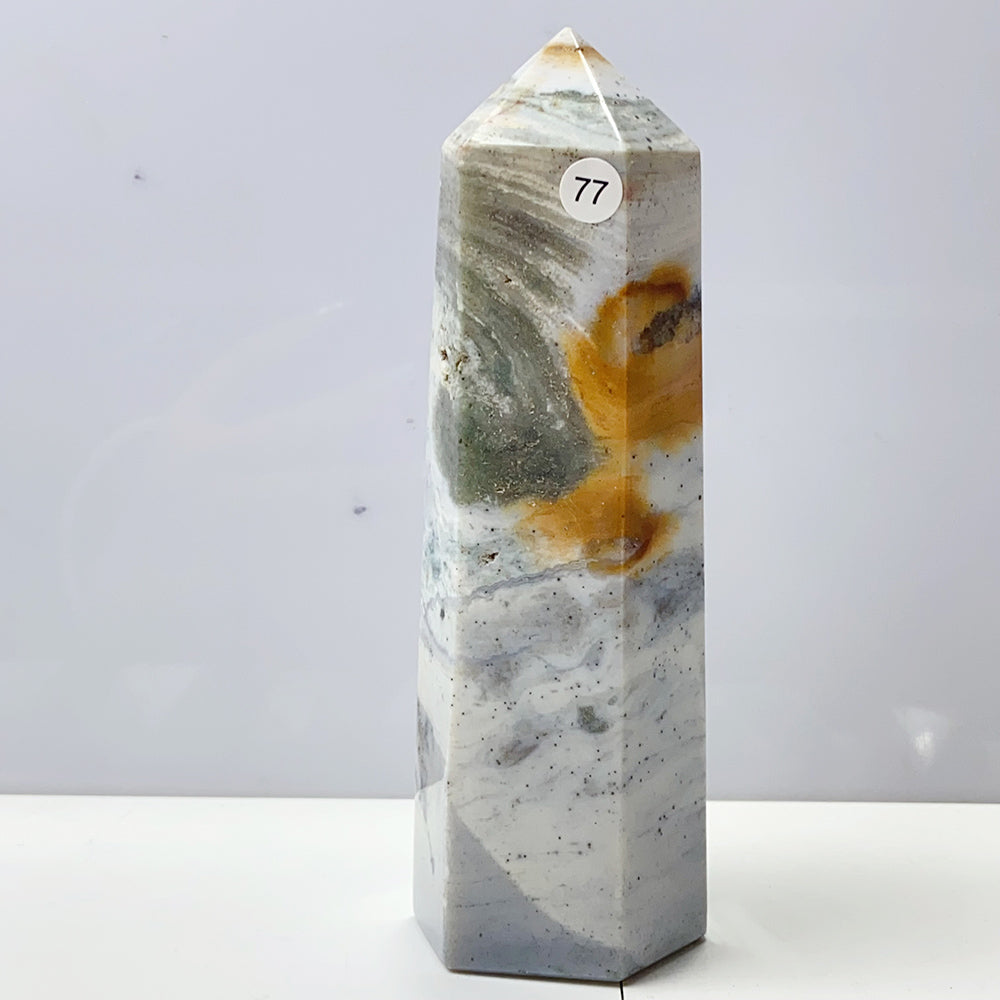 Ocean Jasper Tower Spiritual Reiki Healing Mineral Stone Home Decoration