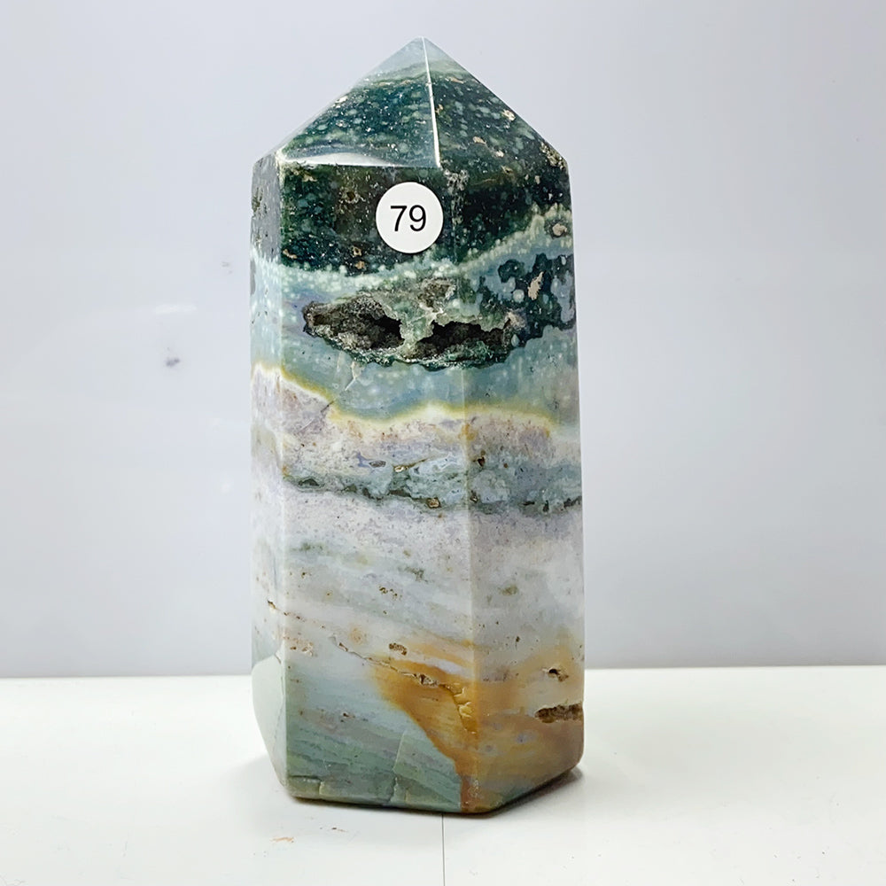 Ocean Jasper Tower Spiritual Reiki Healing Mineral Stone Home Decoration