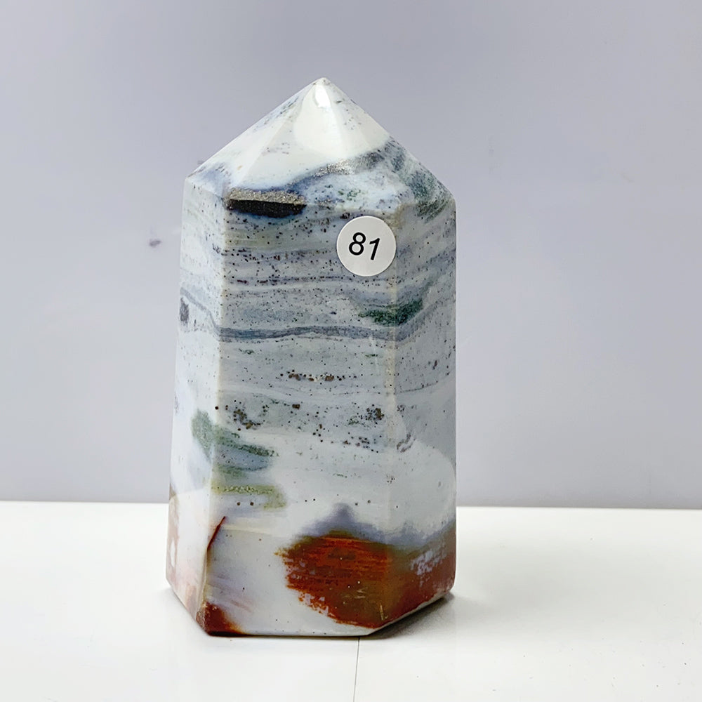 Ocean Jasper Tower Spiritual Reiki Healing Mineral Stone Home Decoration