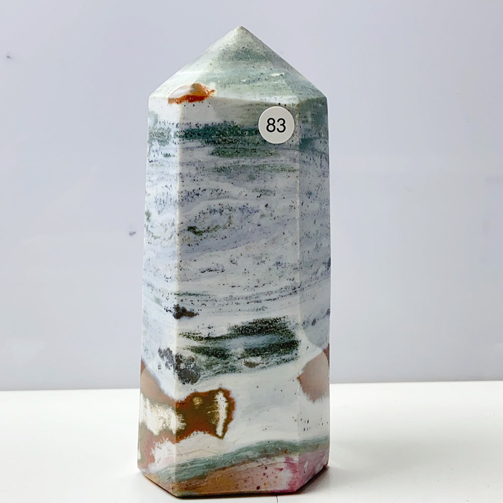 Ocean Jasper Tower Spiritual Reiki Healing Mineral Stone Home Decoration