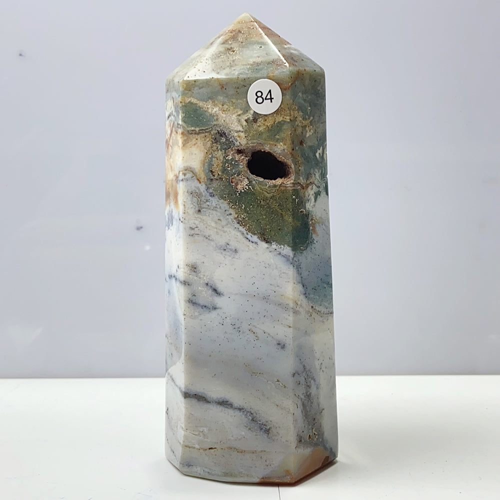 Ocean Jasper Tower Spiritual Reiki Healing Mineral Stone Home Decoration