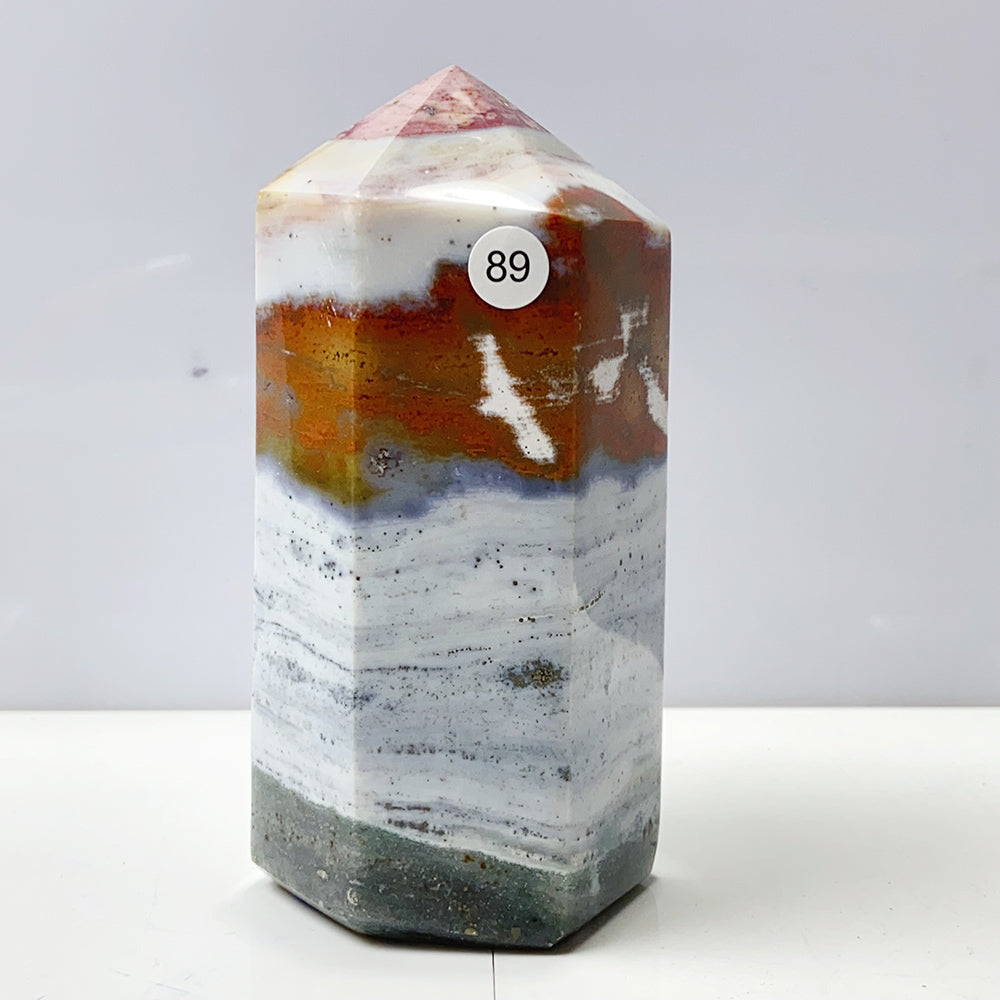 Ocean Jasper Tower Spiritual Reiki Healing Mineral Stone Home Decoration