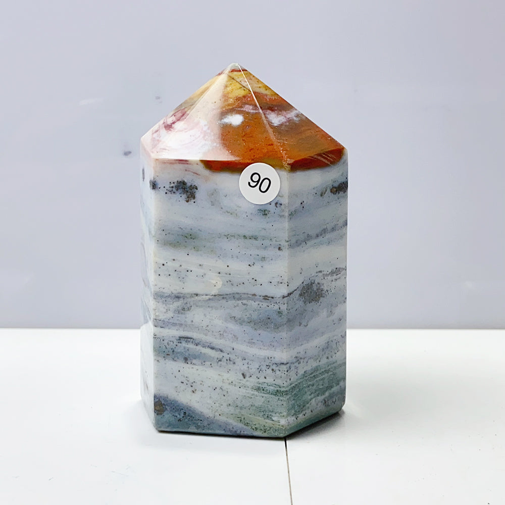 Ocean Jasper Tower Spiritual Reiki Healing Mineral Stone Home Decoration