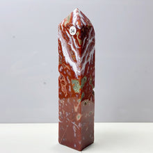 Load image into Gallery viewer, Pink Ocean Jasper Tower Rock Stone Home Feng Shui Decoration Witchcraft