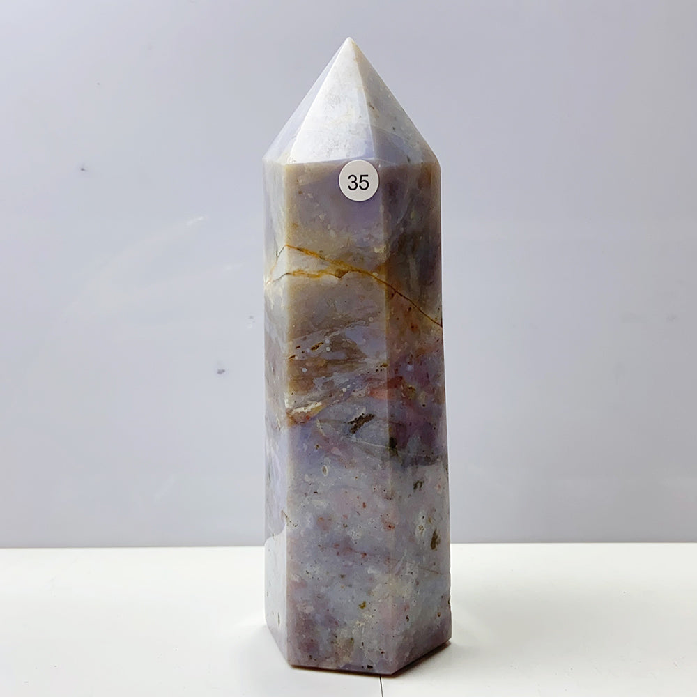 Pink Ocean Jasper Tower Rock Stone Home Feng Shui Decoration Witchcraft