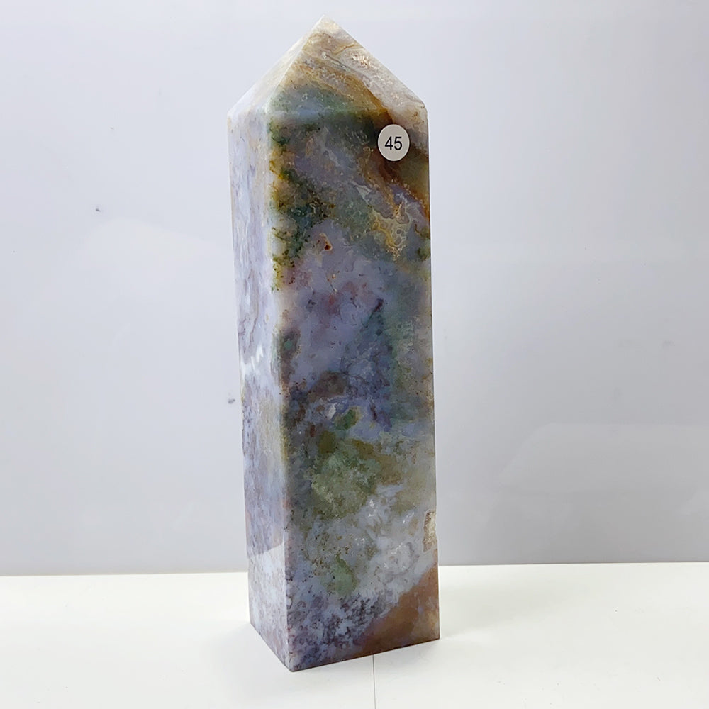 Pink Ocean Jasper Tower Rock Stone Home Feng Shui Decoration Witchcraft