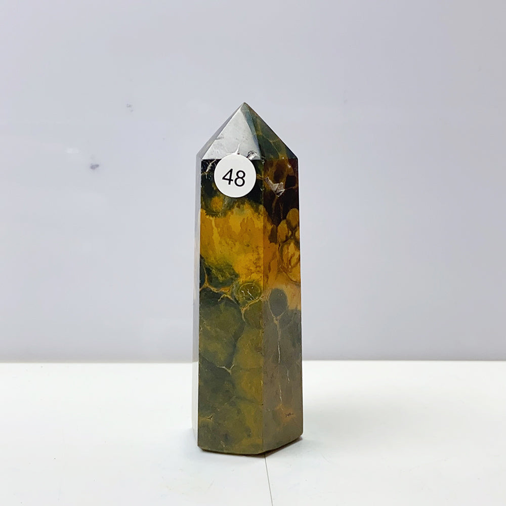 Yellow Ocean Jasper Tower Reiki Crystal Healing Stones Feng shui Stone Home Decorations