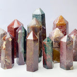 Red Ocean Jasper Point Tower Crystal Stone Ornament For Reiki Healing Garden Decorations