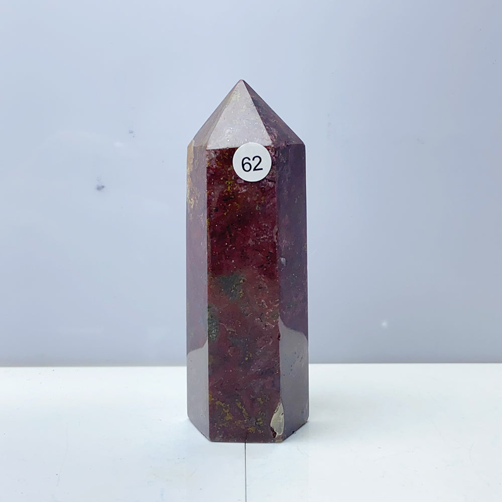 Red Ocean Jasper Point Tower Crystal Stone Ornament For Reiki Healing Garden Decorations