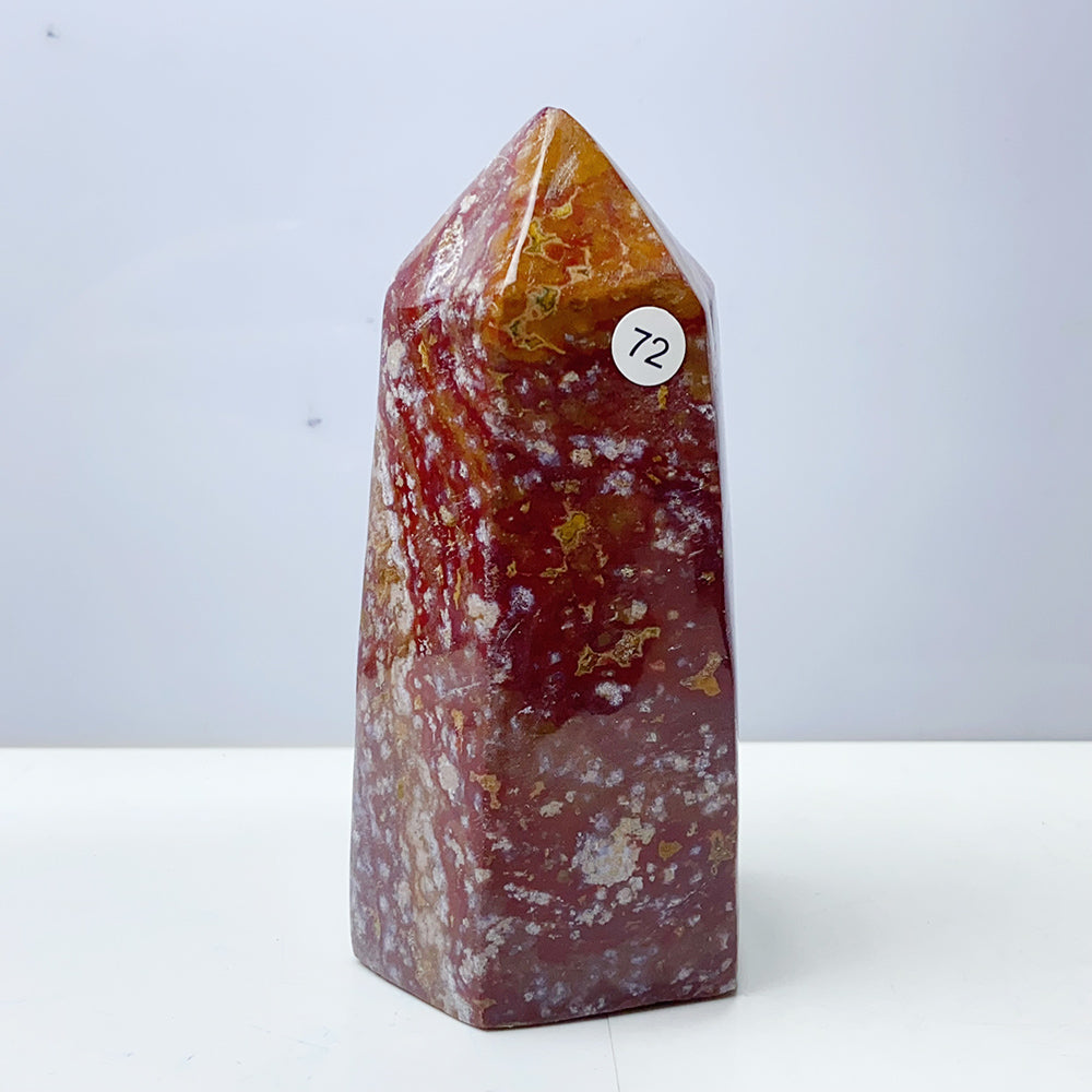 Red Ocean Jasper Point Tower Crystal Stone Ornament For Reiki Healing Garden Decorations