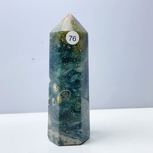 Load image into Gallery viewer, Green Ocean Jasper Crystal Wand Healing Tower Point Mineral For Home Decoration