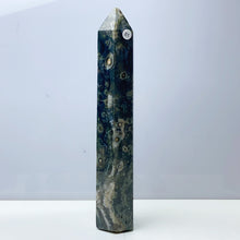 Load image into Gallery viewer, Green Ocean Jasper Crystal Wand Healing Tower Point Mineral For Home Decoration