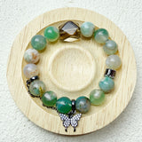 10mm Green Flower Agate Beads With Butterfly Pendant Bracelet Reiki Healing Bangle Jewelry Gift