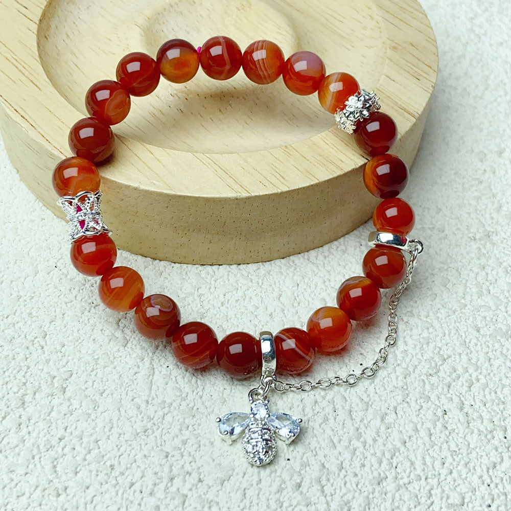 8mm Carnelian Stone Bracelet Reiki Crystal Healing Quartz Red Agate For Women Fashion Jewelry