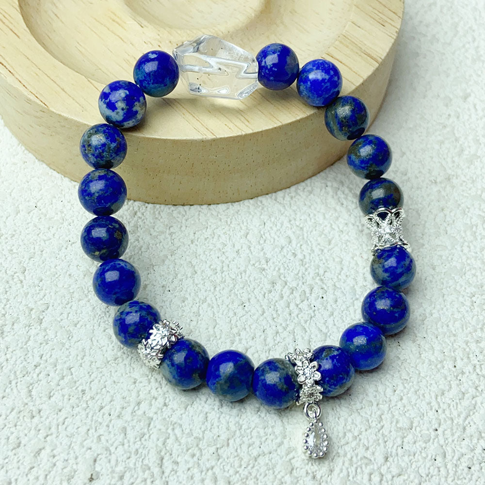 8mm Lapis Lazuli With Irregular Clear Quartz Beads Blue Crystal Bracelet For Women Fashion Jewelry