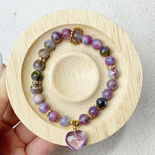 Load image into Gallery viewer, 7mm Unicorn Beads With Amethyst Heart Pendant Bracelet For Valentine&#39;s Day Gift