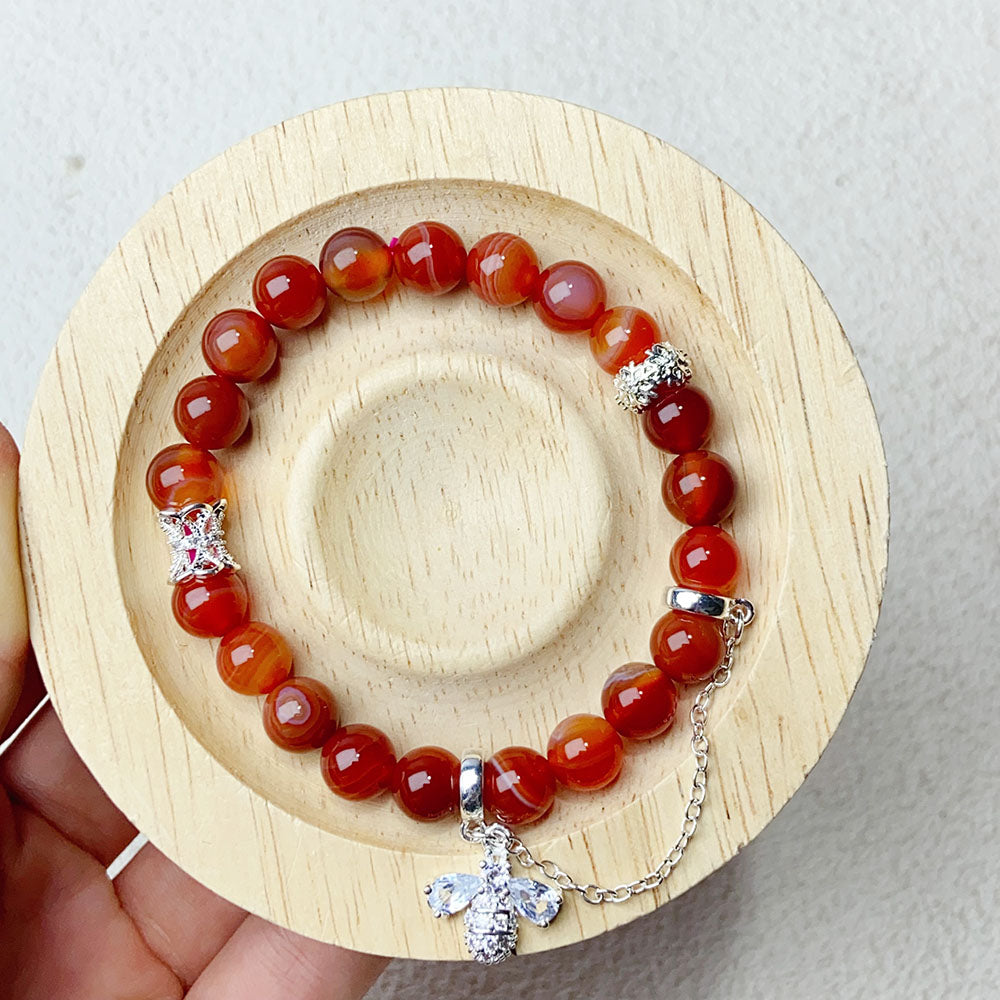 8mm Carnelian Stone Bracelet Reiki Crystal Healing Quartz Red Agate For Women Fashion Jewelry