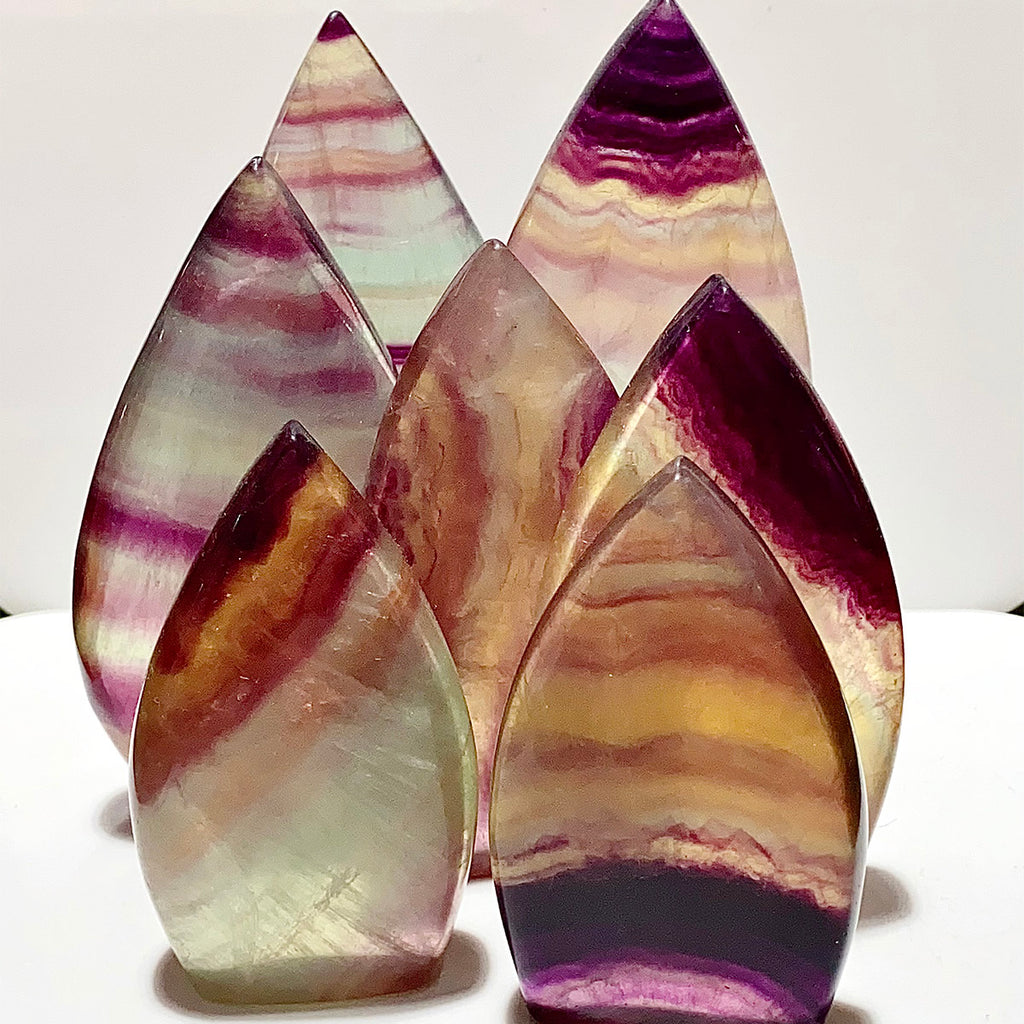 Natural Rainbow Fluorite Crystal Flame Water Drop