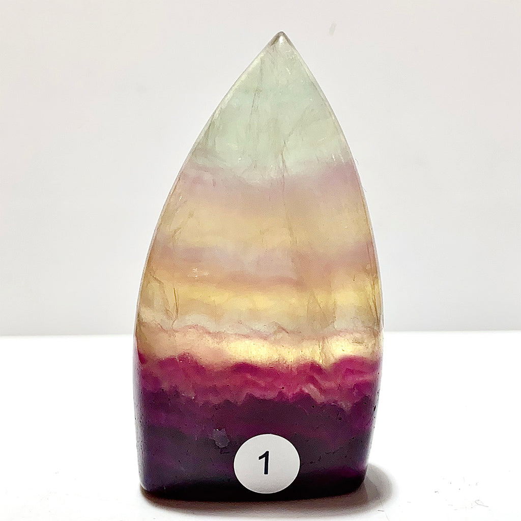 Natural Rainbow Fluorite Crystal Flame Water Drop