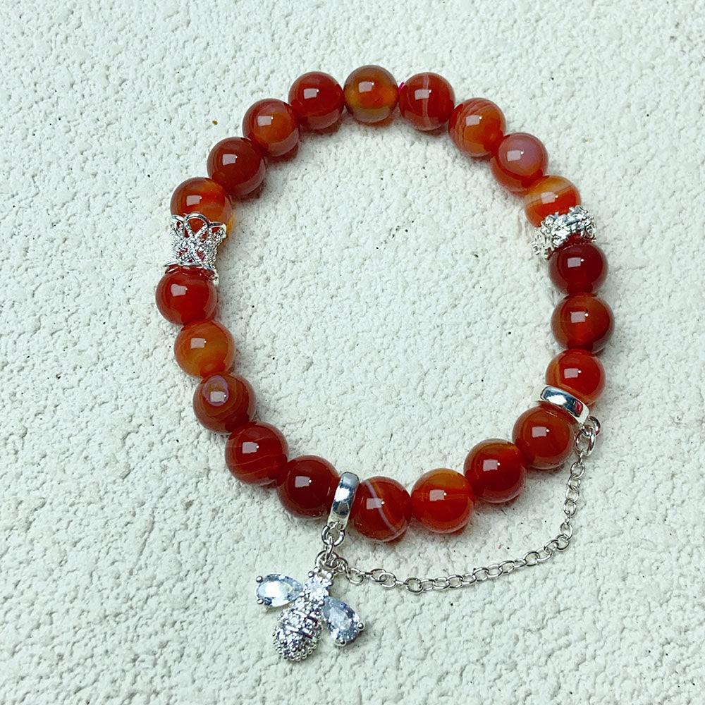 8mm Carnelian Stone Bracelet Reiki Crystal Healing Quartz Red Agate For Women Fashion Jewelry