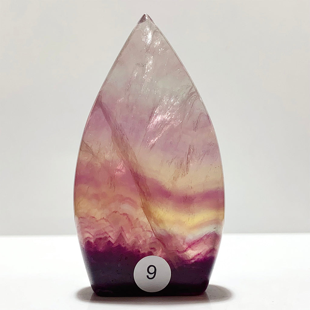 Natural Rainbow Fluorite Crystal Flame Water Drop