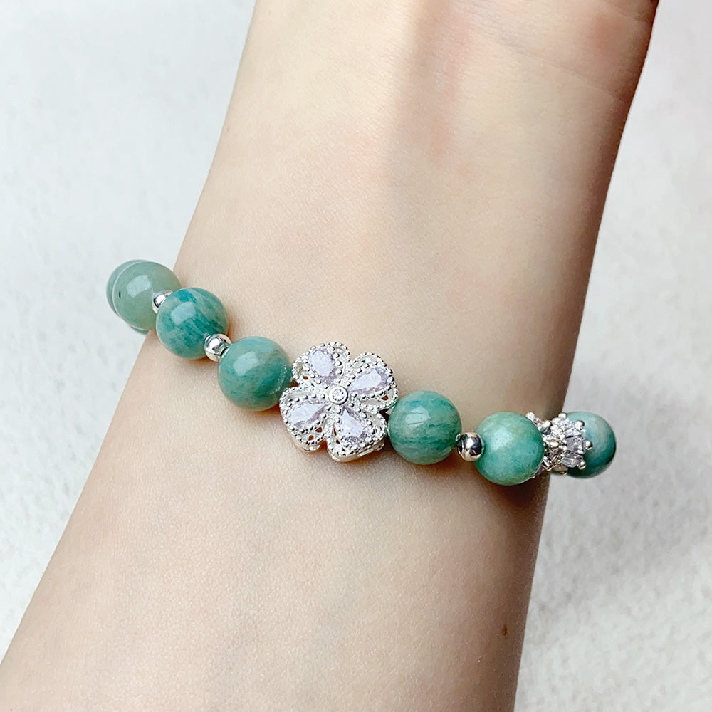 8mm Amazonite Stone Crystal Bracelet For Women Reiki Jewelry Yoga Meditation