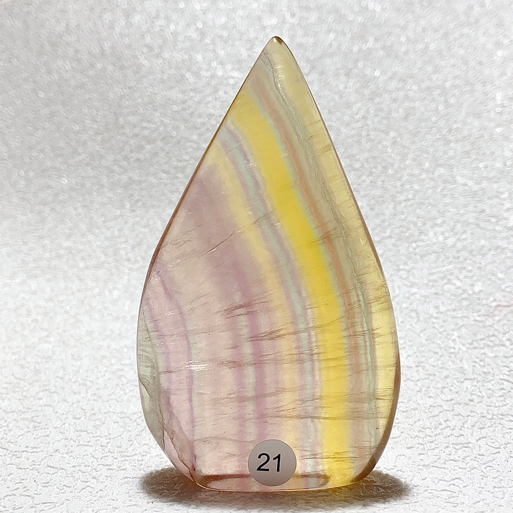 Natural Rainbow Fluorite Crystal Flame Water Drop