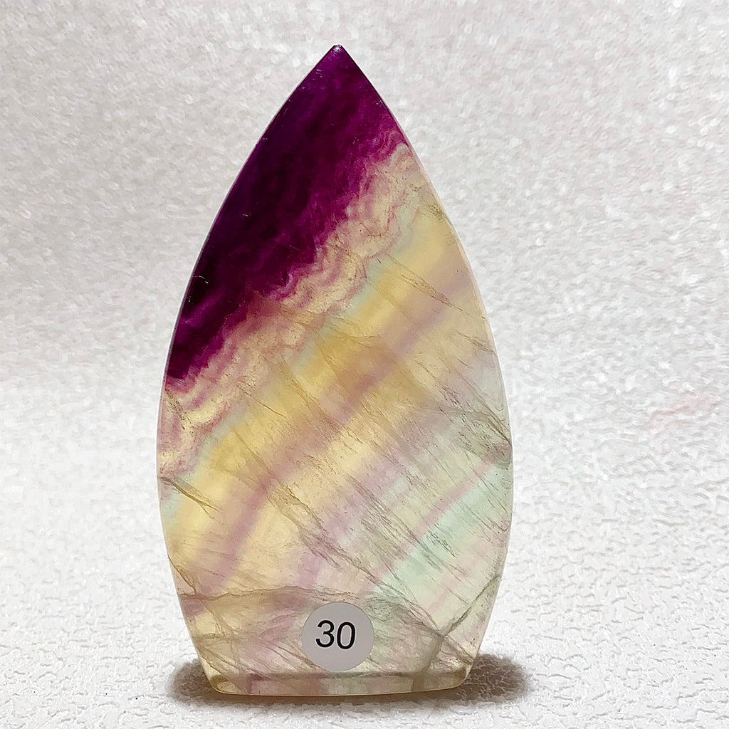 Natural Rainbow Fluorite Crystal Flame Water Drop