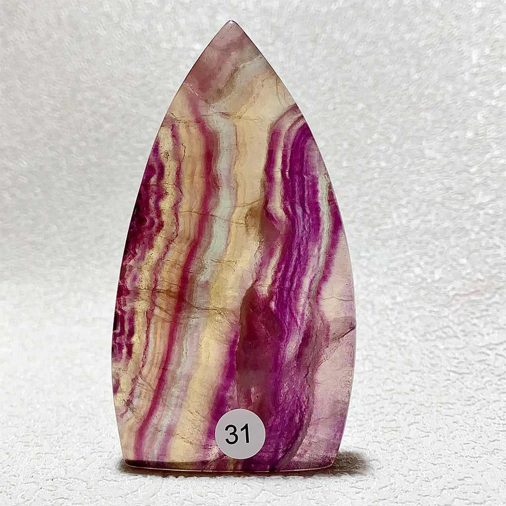 Natural Rainbow Fluorite Crystal Flame Water Drop