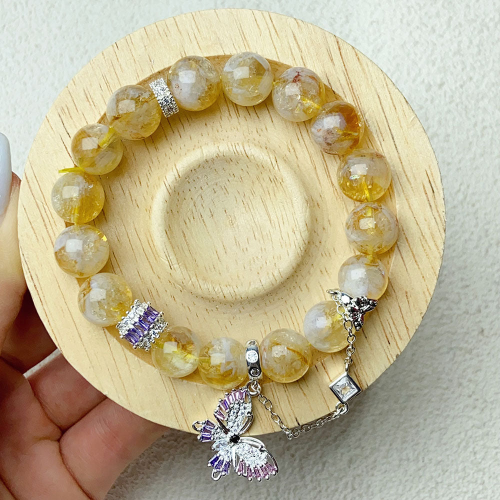 11mm Cloud Citrine Energy Beads Bracelets For Women Energy Healing Jewelry