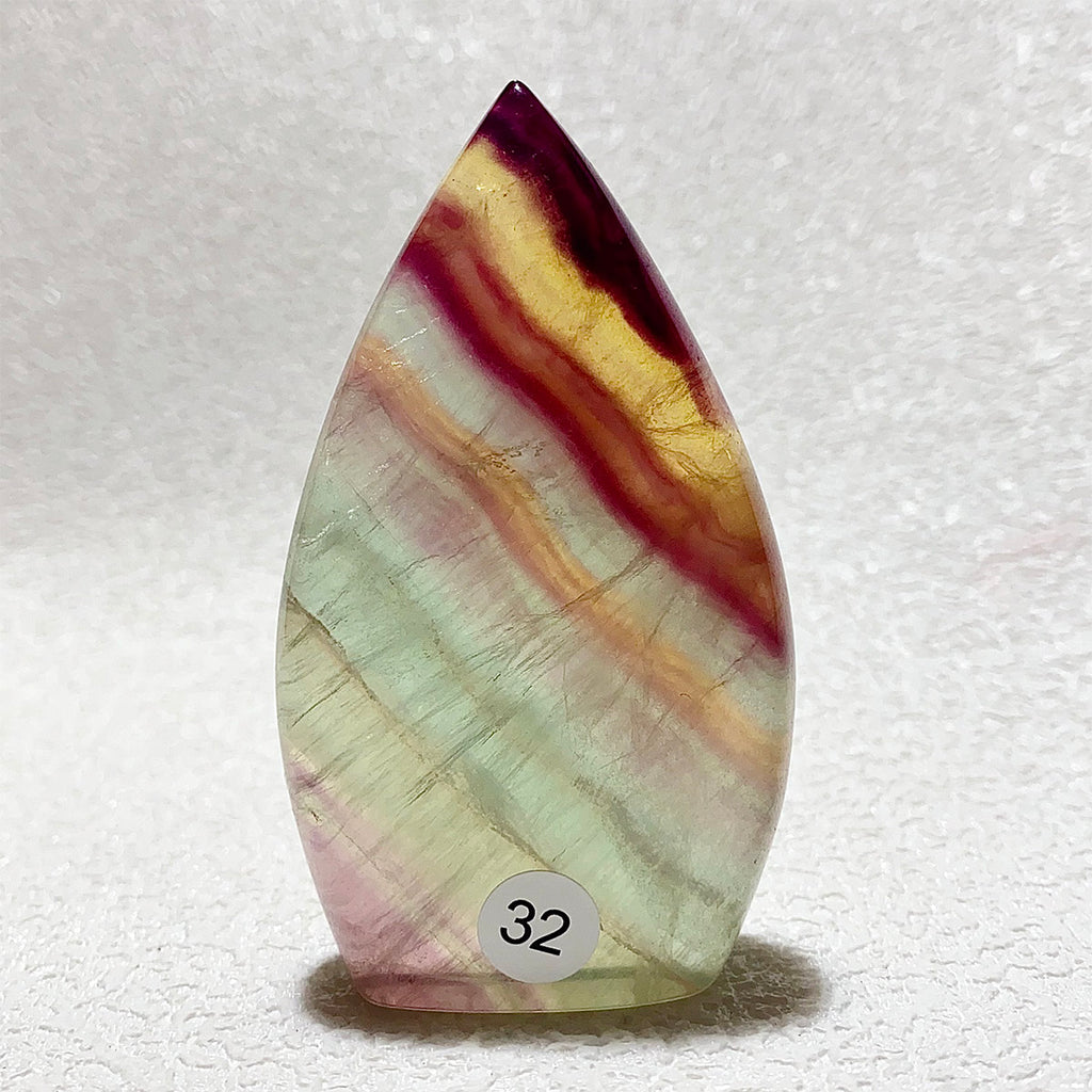 Natural Rainbow Fluorite Crystal Flame Water Drop